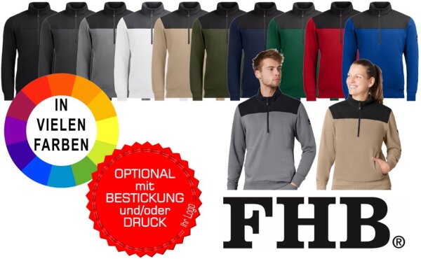 FHB Zip-Sweatshirt ROB 821120 in 10 verschiedenen Farben